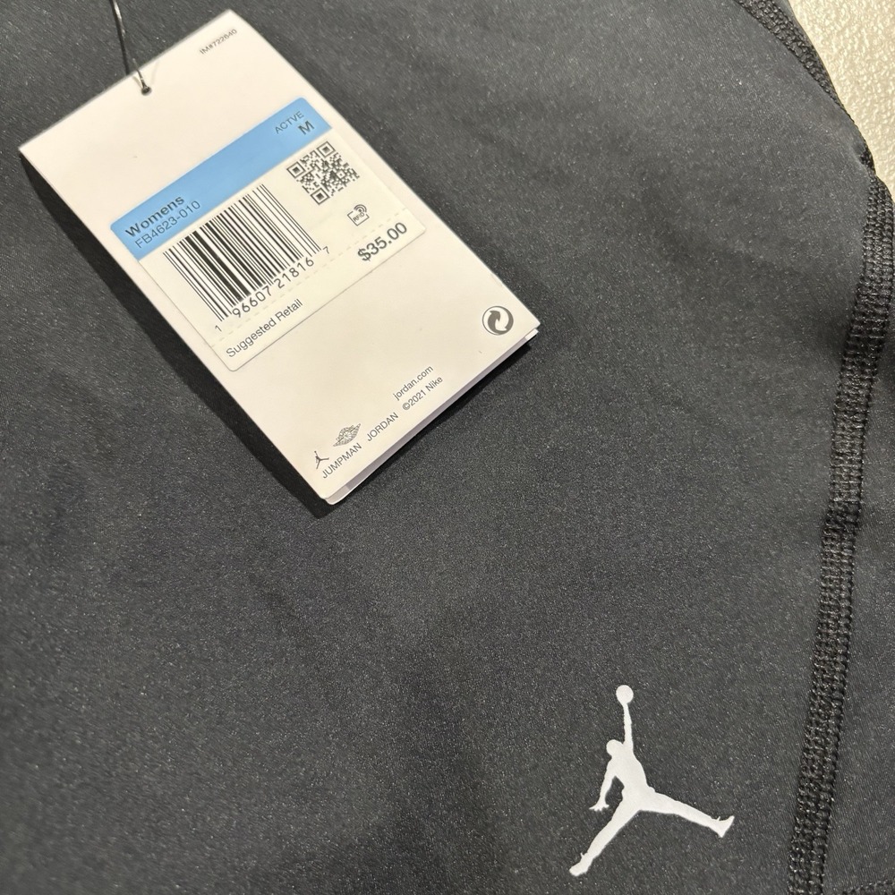 Nike Dri-FIT x Air Jordan Shorts Womens Medium High Waisted 5" Inseam Bike Black - Picture 5 of 12